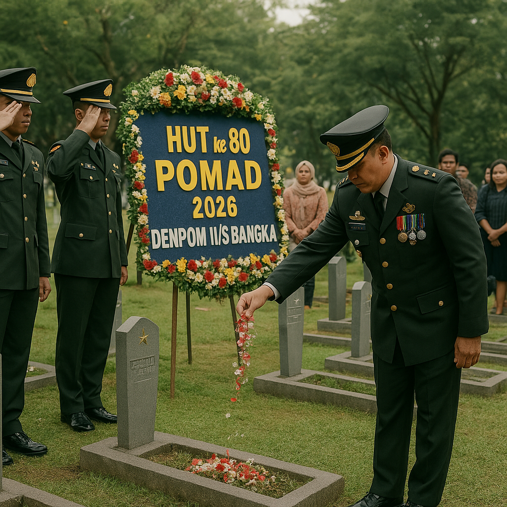 HUT ke-80 Pomad, Prajurit Denpom II/5 Bangka Lakukan Ziarah ke Taman Makam Pahlawan