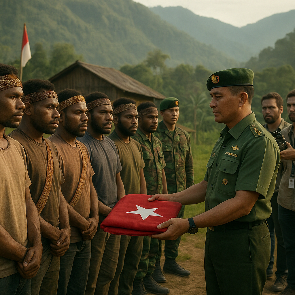 8 Anggota OPM Kembali ke NKRI, Serahkan Bendera Bintang Kejora kepada TNI