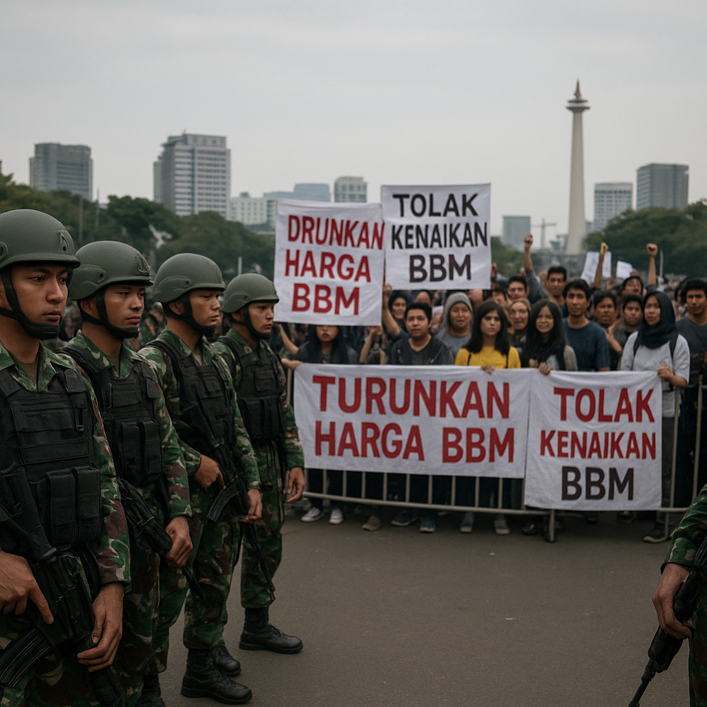 TNI Siaga 24 Jam Amankan Demo Mahasiswa Tuntut Turunkan Harga BBM