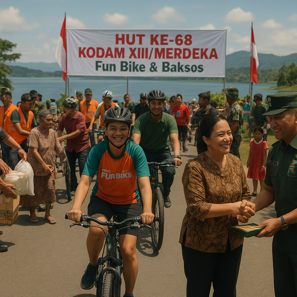 Fun Bike dan Baksos Sukses Rayakan HUT ke-68 Kodam XIII/Merdeka, Kado Perpisahan Manis Danrem 131/Santiago