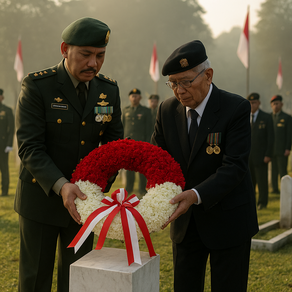 Pomdam XIII/Merdeka Ziarah ke Makam Pahlawan Bersama Purnawirawan Peringati HUT ke-80 POMAD