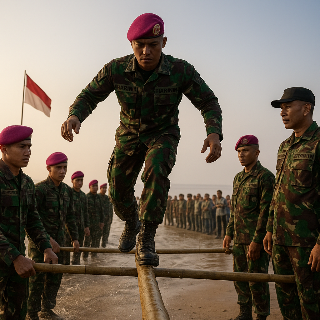 Upacara Tradisi “Titian Bambu” Korps Marinir TNI AL, Uji Nyali dan Soliditas Tim