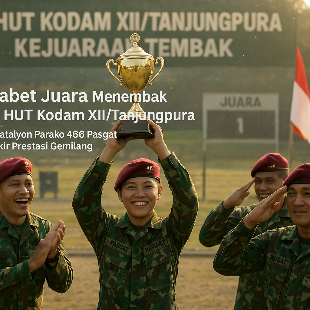 Sabet Juara Menembak di HUT Kodam XII/Tanjungpura, Batalyon Parako 466 Pasgat Ukir Prestasi Gemilang