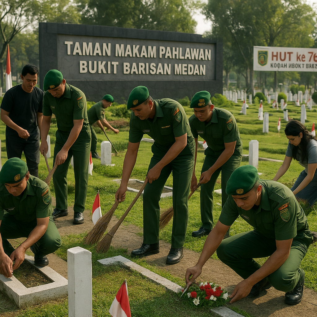 Karya Bakti Menyambut HUT Ke-76 Kodam I/Bukit Barisan Digelar di TMP Bukit Barisan Medan