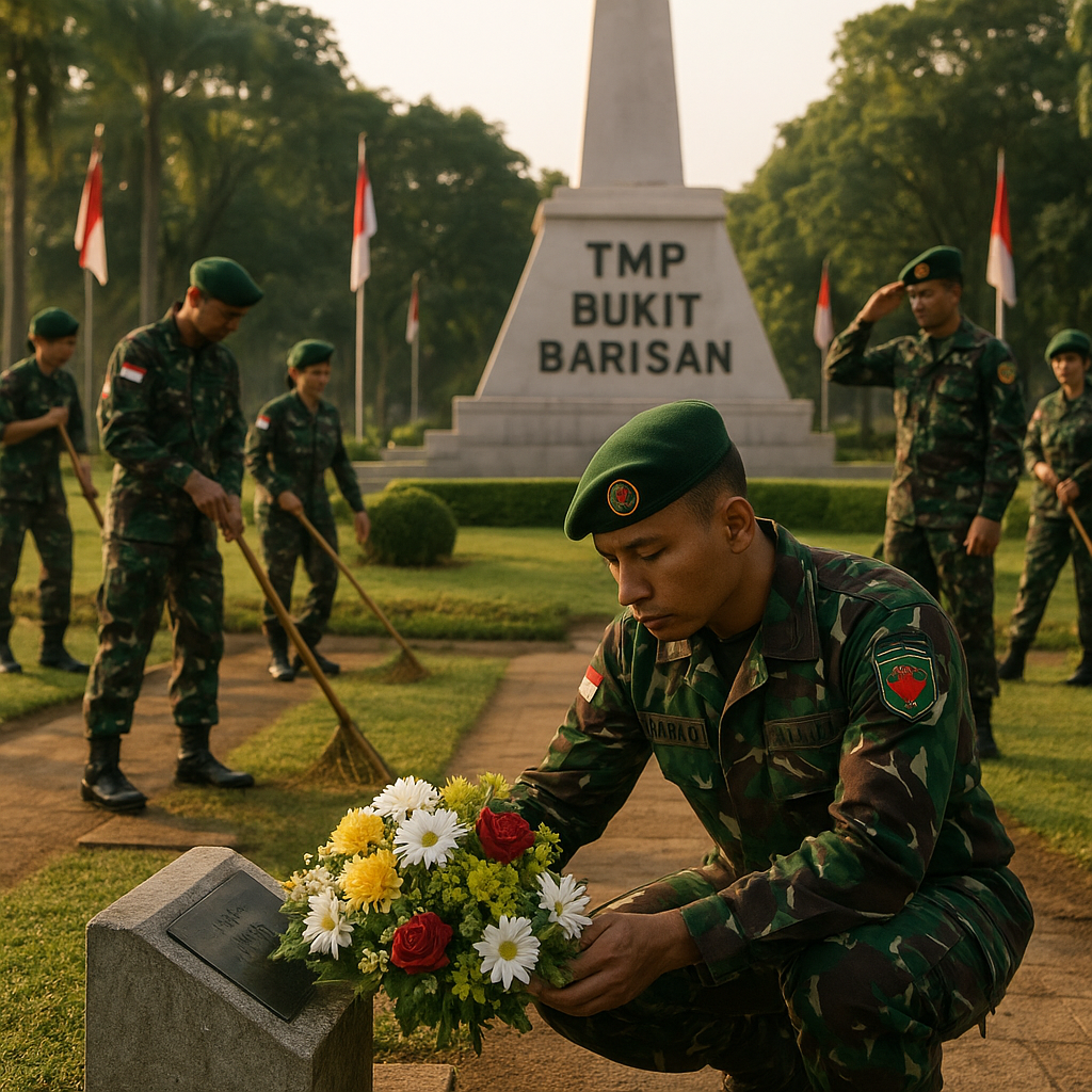 Karya Bakti TNI di TMP Bukit Barisan, Wujud Penghormatan pada Pahlawan Sambut HUT Kodam I/BB ke-76