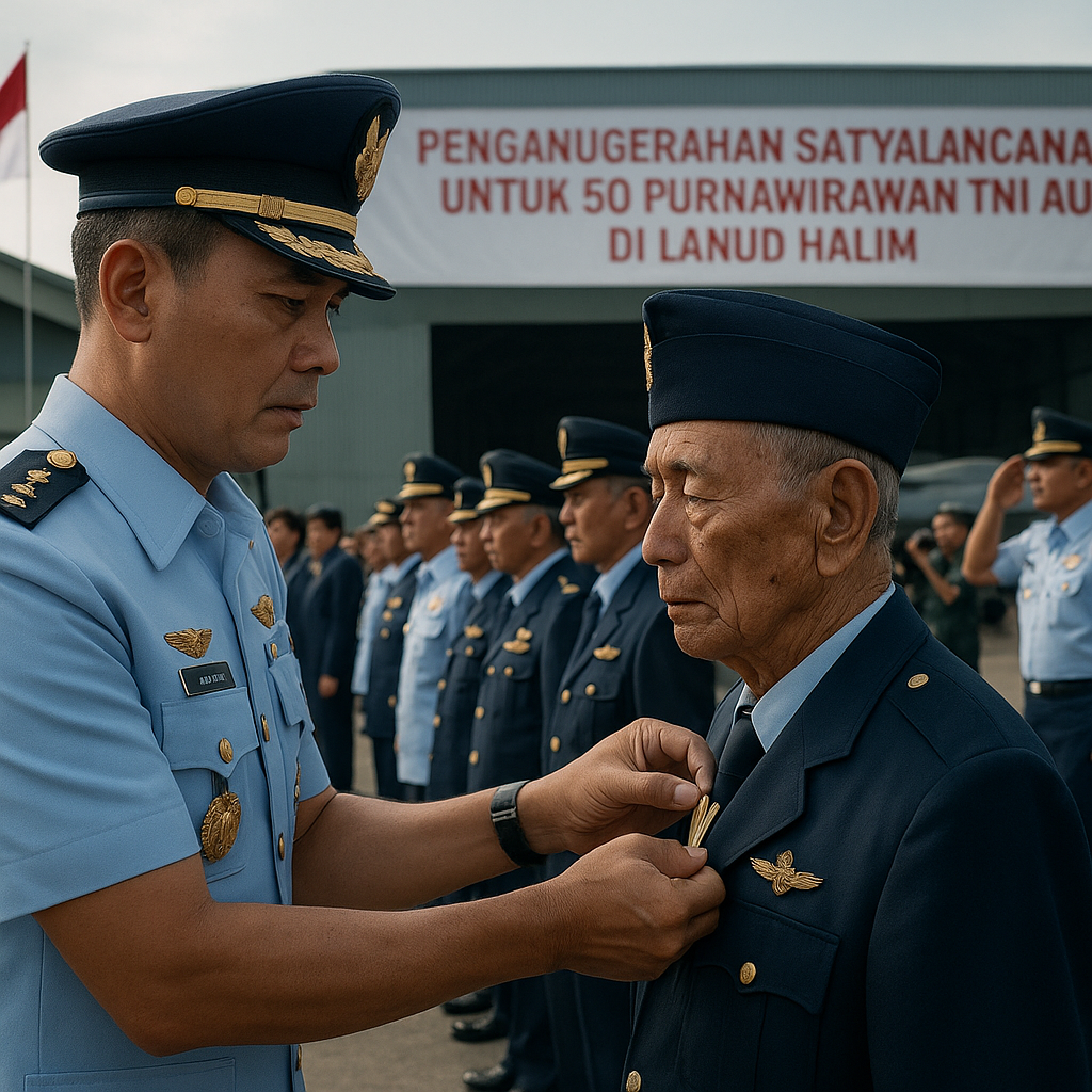 Penganugerahan Satyalancana untuk 50 Purnawirawan TNI AU di Lanud Halim