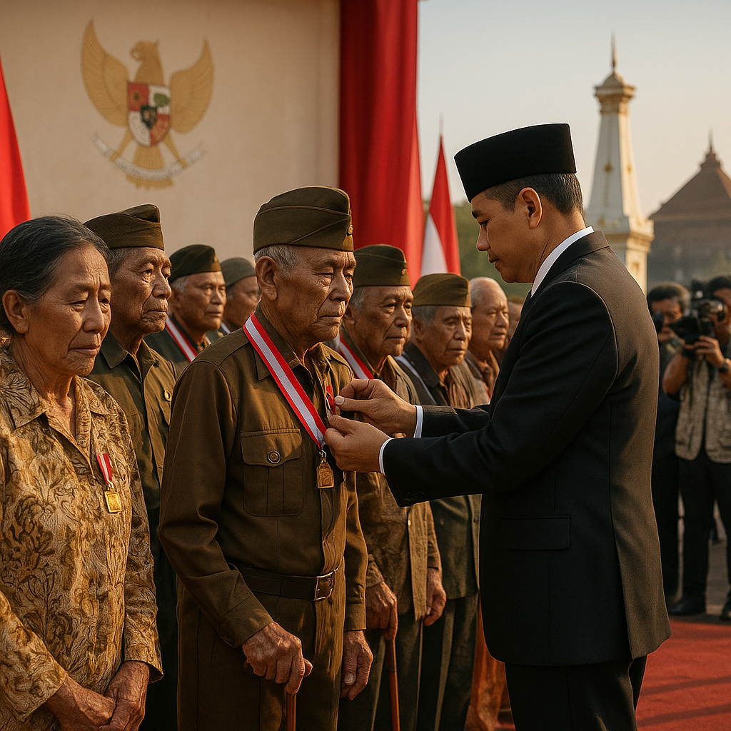 Upacara Penganugerahan Tanda Kehormatan bagi 25 Veteran Pejuang Kemerdekaan di Yogyakarta