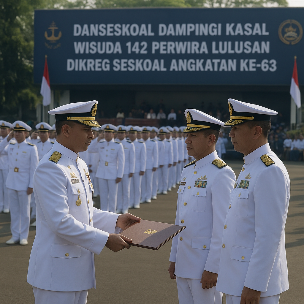 Danseskoal Dampingi Kasal Wisuda 142 Perwira Lulusan Dikreg Seskoal Angkatan ke-63