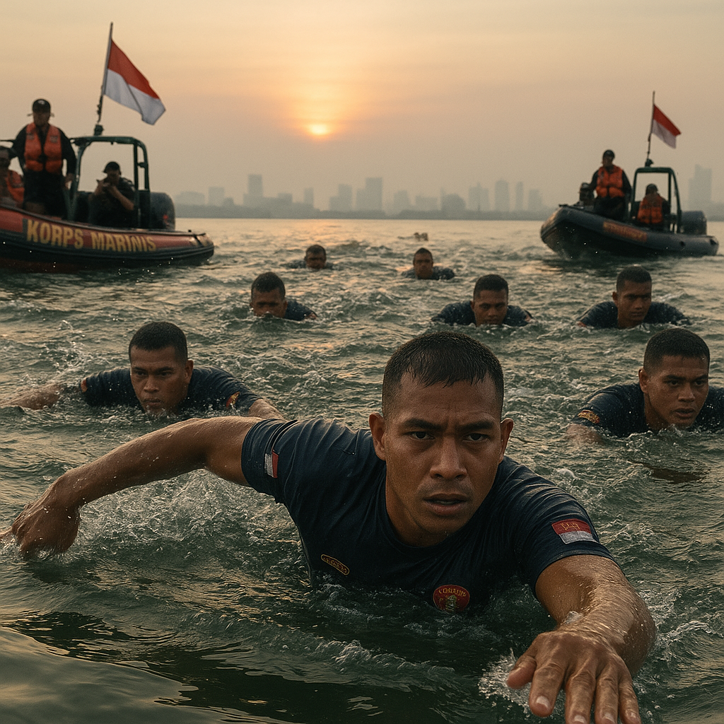 Sambut Hari Jadi ke-77, Korps Marinir Gelar Tradisi Renang Menyebrang Teluk Jakarta