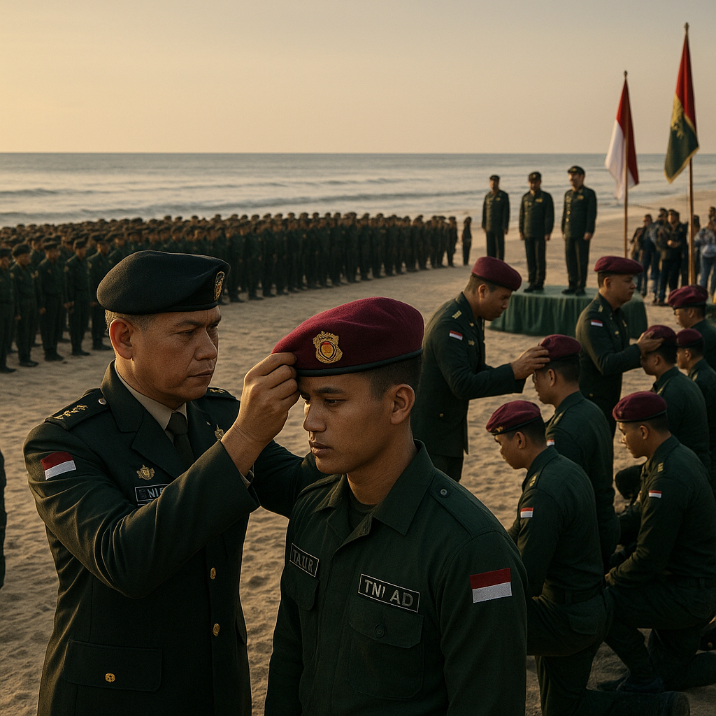 Pantai Jangkar Jadi Saksi Lahirnya 1.035 Prajurit Infanteri Tangguh, Tradisi Pembaretan Berlangsung Khidmat