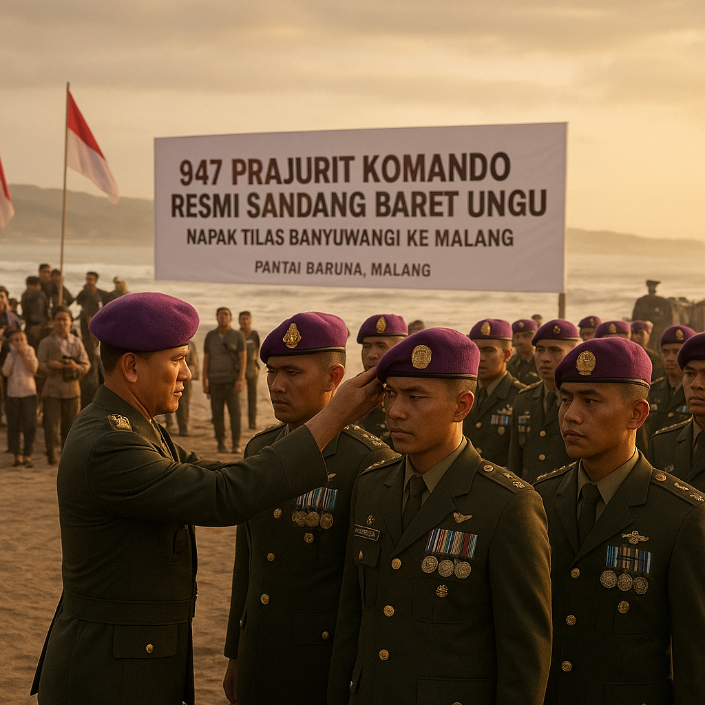 947 Prajurit Komando Resmi Sandang Baret Ungu, Napak Tilas Penuh Makna dari Banyuwangi ke Malang