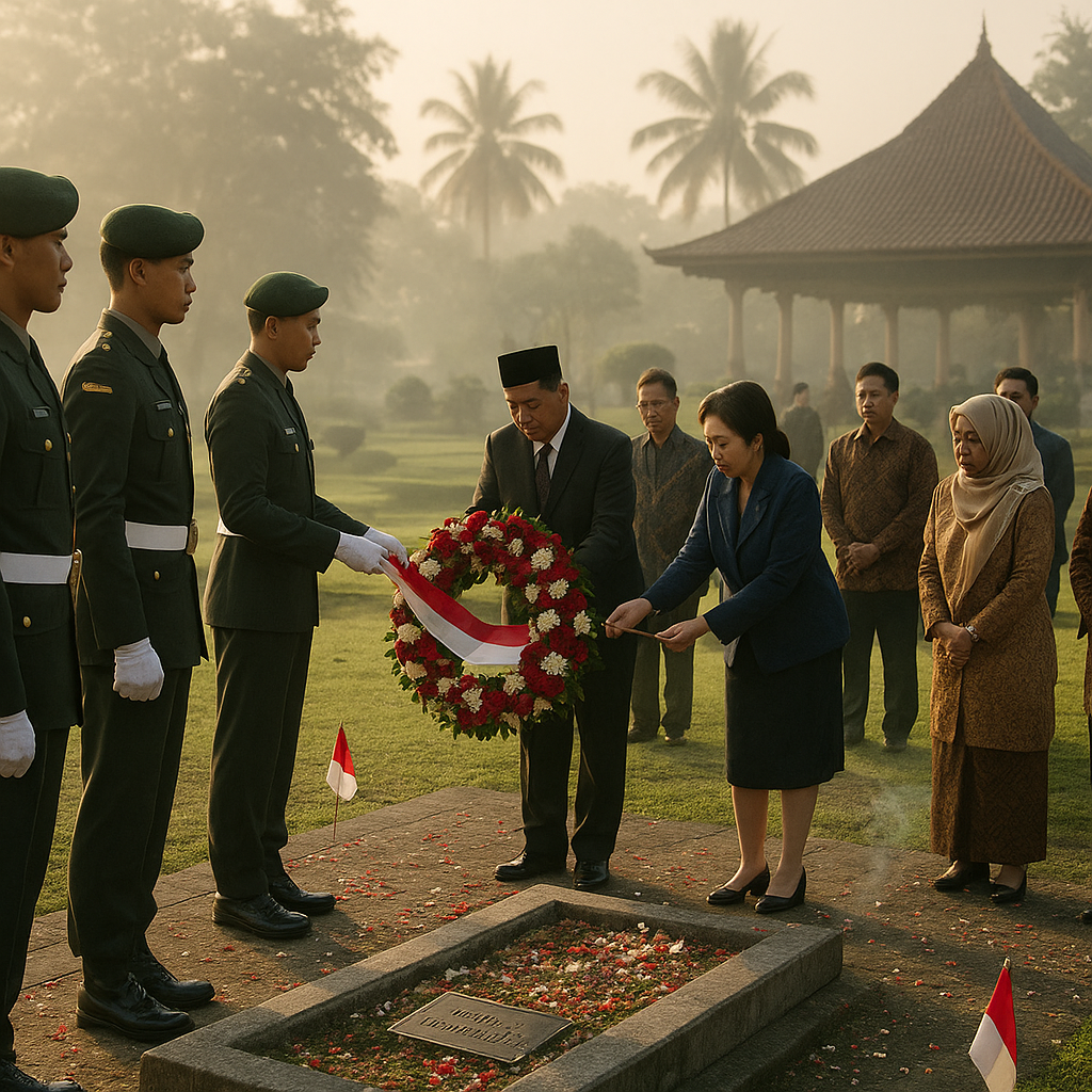 Upacara Penghormatan di Makam Jenderal Sudirman di Yogyakarta