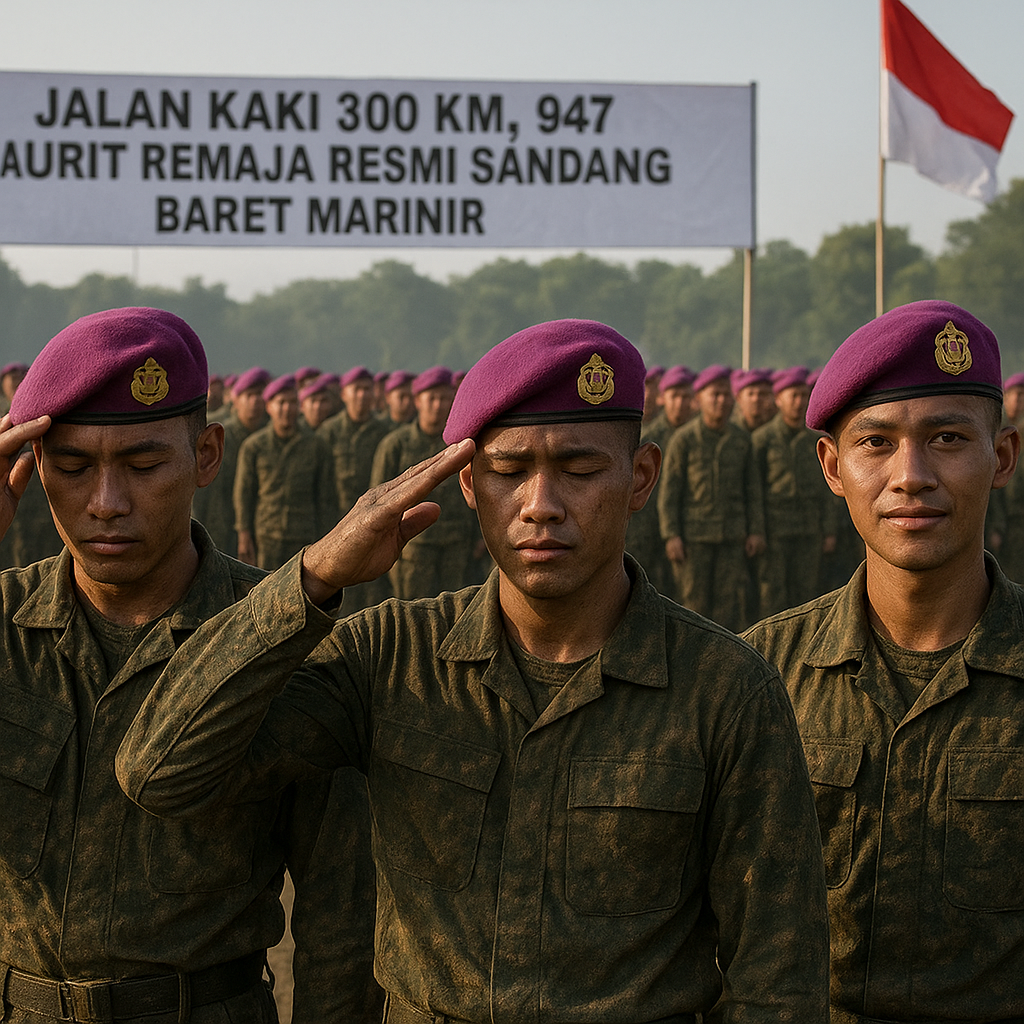 Jalan Kaki 300 Km, 947 Prajurit Remaja Resmi Sandang Baret Marinir!