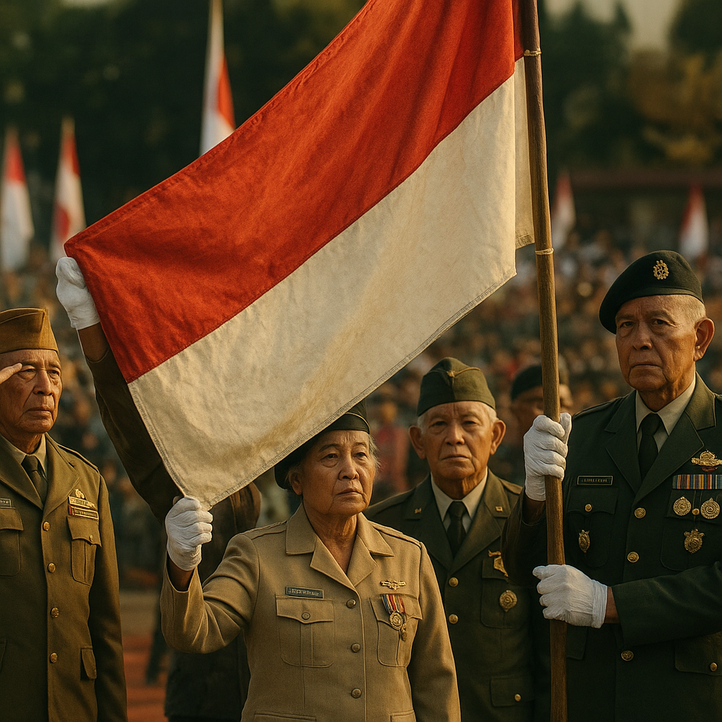 Upacara Kemerdekaan RI ke-80, Purnawirawan TNI-Polri Kibarkan Bendera Pusaka Replika