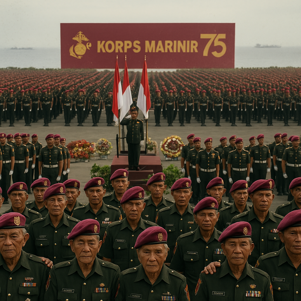 Ribuan Prajurit dan Purnawirawan Ikuti Upacara Peringatan Hari Ulang Tahun Korps Marinir ke-75