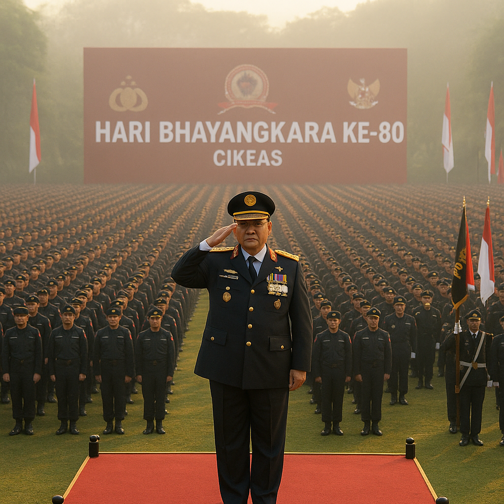 Hari Bhayangkara ke-80 Digelar di Cikeas, Prabowo Pimpin Upacara yang Libatkan 9.000 Peserta