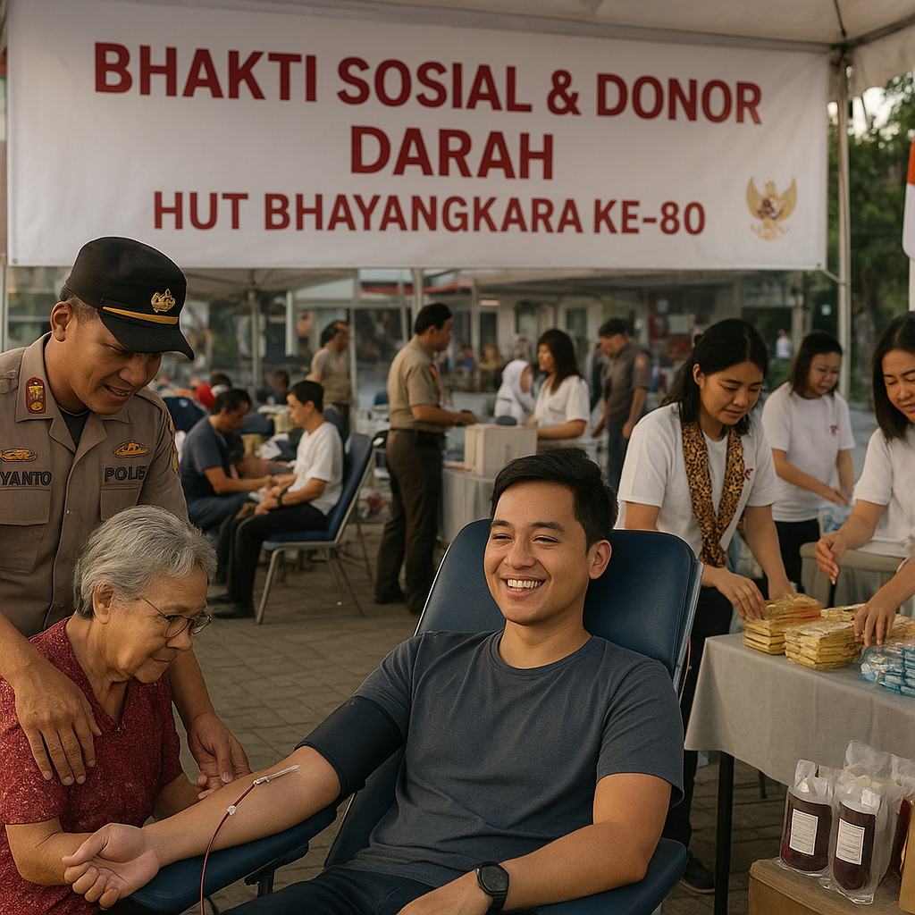 Bhakti Sosial dan Donor Darah: Wujud Pengabdian Nyata di HUT Bhayangkara