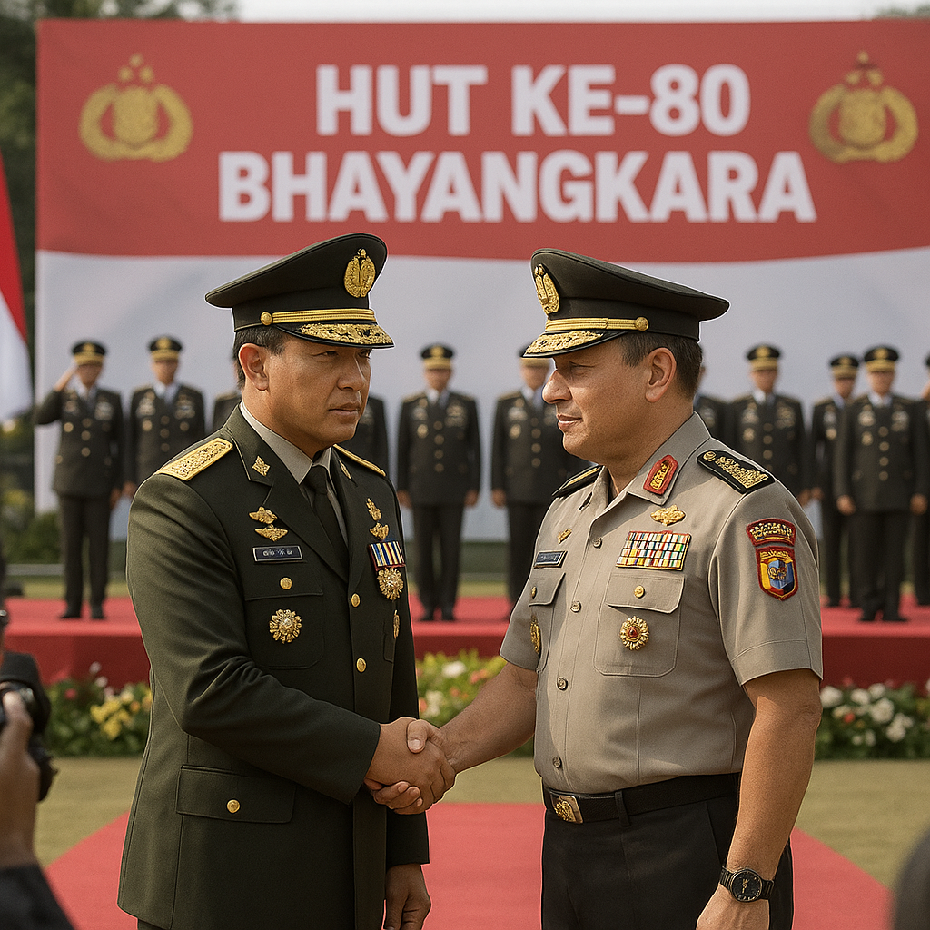 Panglima TNI Hadiri Peringatan HUT Ke-80 Bhayangkara, Perkuat Sinergi TNI-Polri
