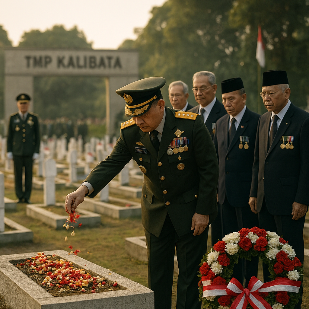 Ziarah ke TMP Kalibata, Panglima TNI dan Para Purnawirawan Tabur Bunga