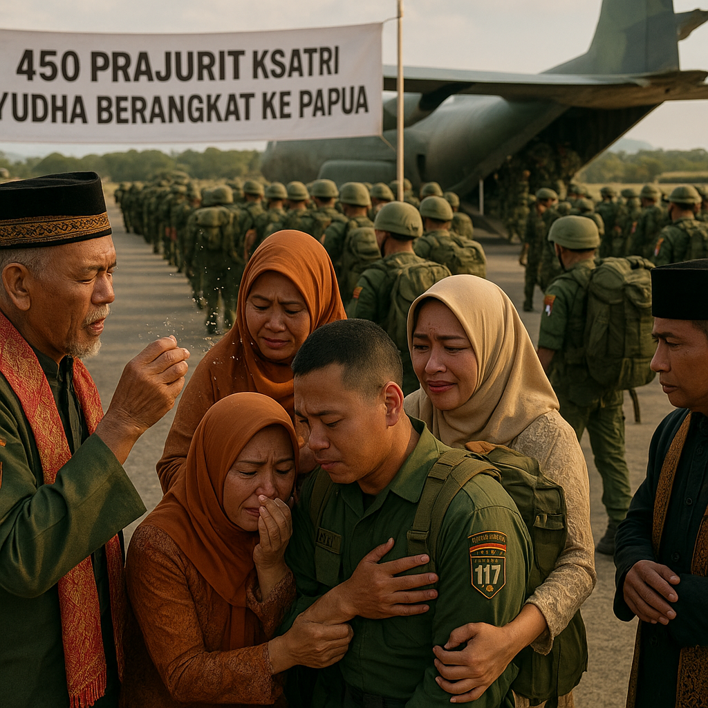 450 Prajurit Ksatria Yudha Berangkat ke Papua, Diiringi Isak Haru dan Doa Adat Aceh
