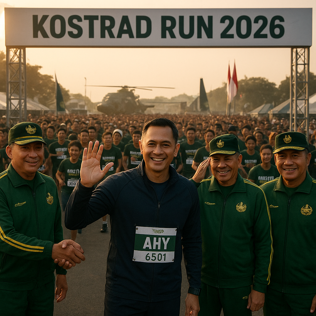 Diikuti AHY dan 3 Kepala Staf TNI, 10 Ribu Pelari Ramaikan Kostrad Run 2026