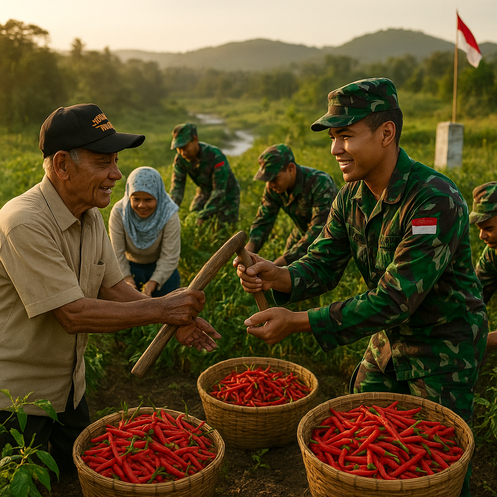 TNI Perkuat Ketahanan Pangan lewat Panen Cabai di Wilayah Perbatasan