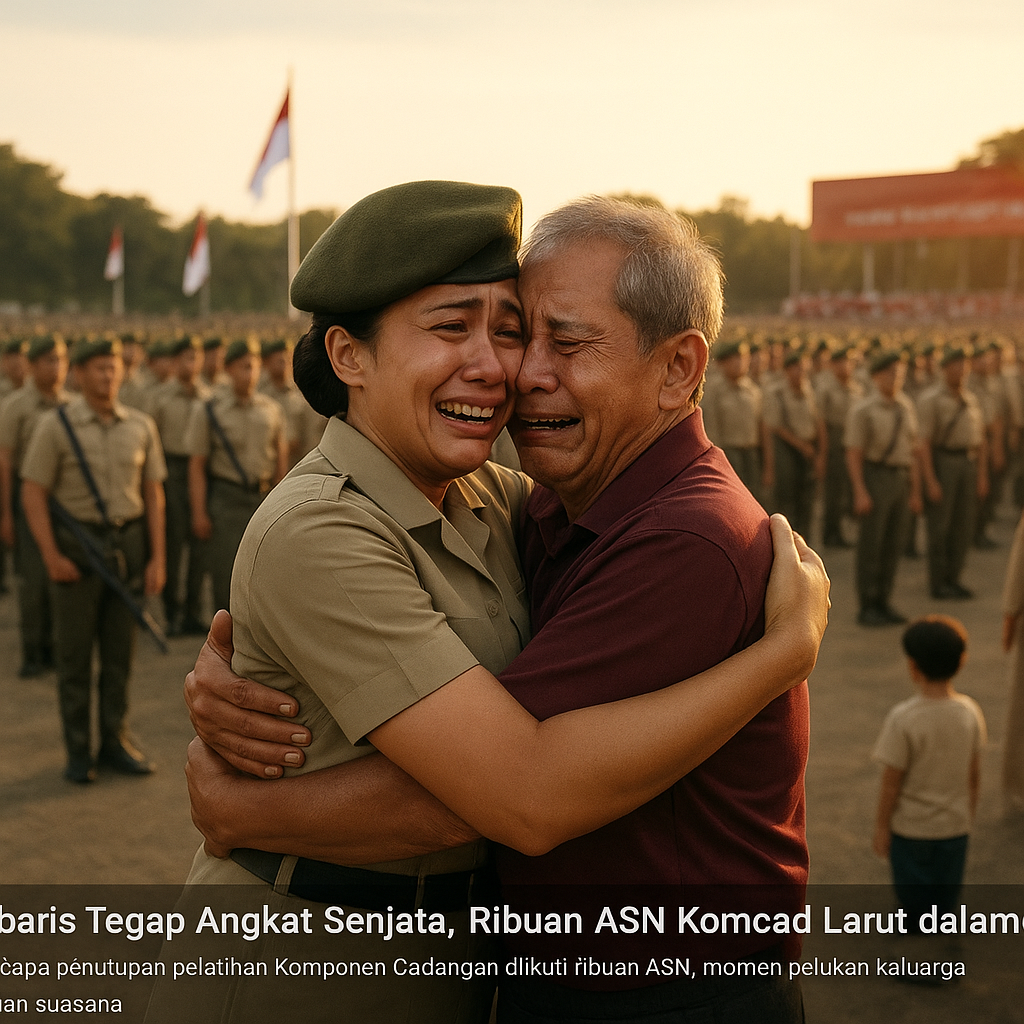 Usai Berbaris Tegap Angkat Senjata, Ribuan ASN Komcad Larut dalam Pelukan Haru Keluarga
