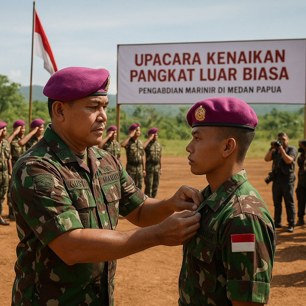 Upacara Kenaikan Pangkat Luar Biasa: Bukti Apresiasi untuk Pengabdian Marinir di Medan Papua