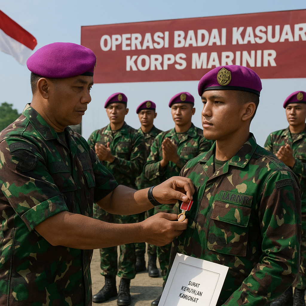 Korps Marinir Berikan Penghargaan Kepada Prajurit Penakluk OPM dalam Operasi Badai Kasuari