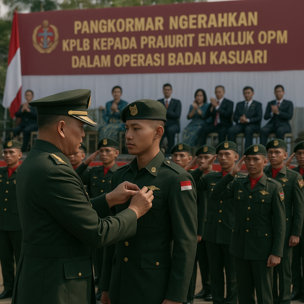 Pangkormar Anugerahkan KPLB kepada Prajurit Penakluk OPM dalam Operasi Badai Kasuari