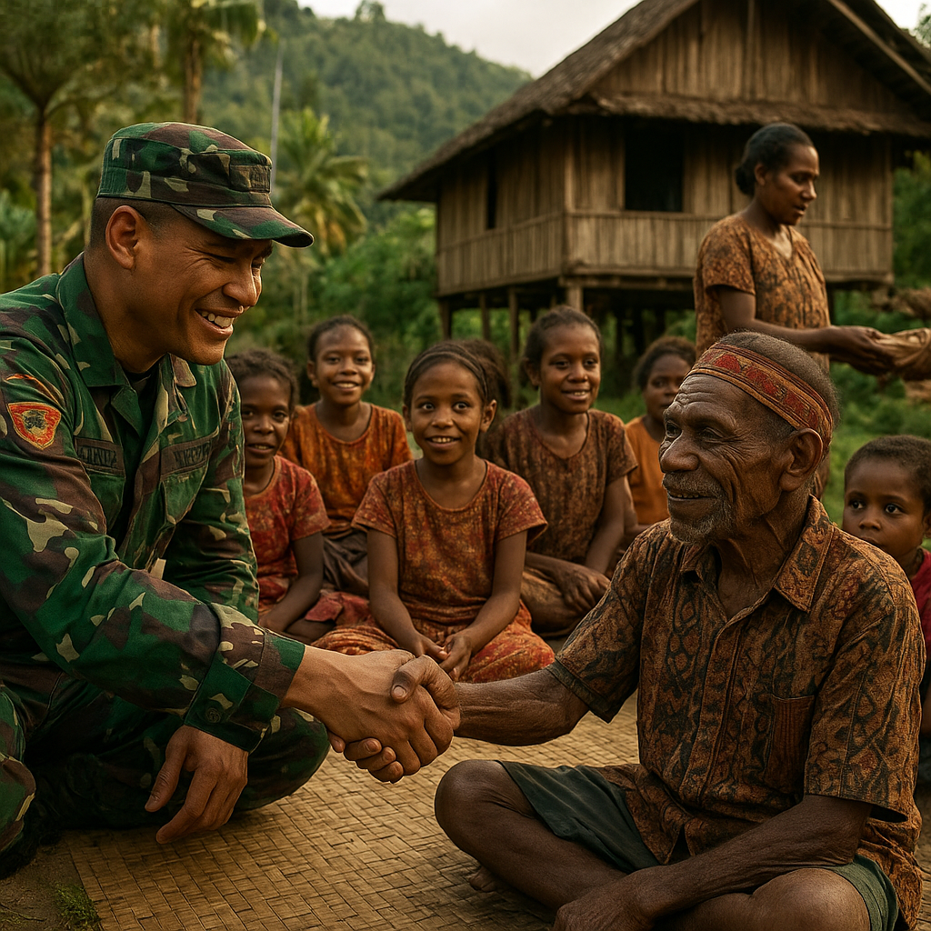Sentuh Hati Warga Papua, Komsos Yonif 757/GV Kembalikan Kehangatan Hubungan TNI-Rakyat di Hiyabu