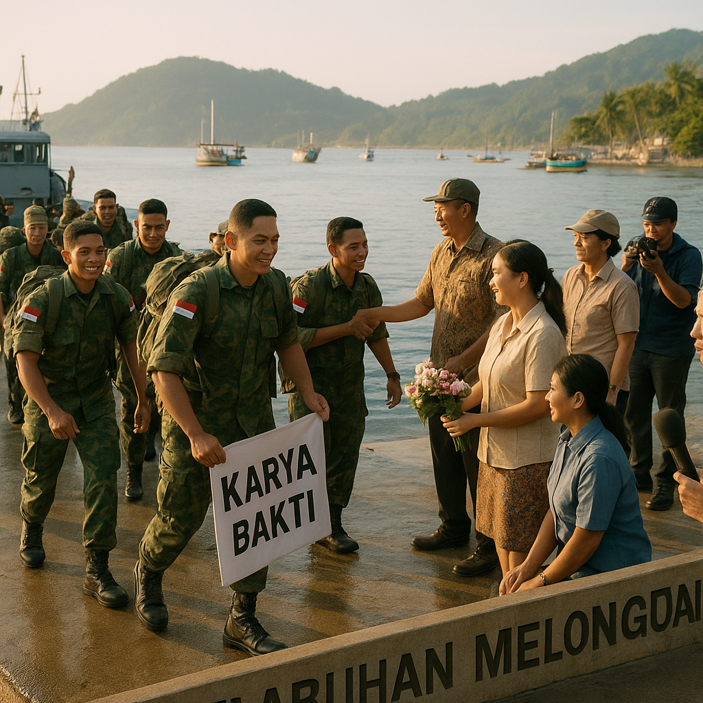 Setelah Perjalanan Laut, Personel Karya Bakti Skala Besar Kodam XIII/Merdeka Tiba di Pelabuhan Melonguane Talaud