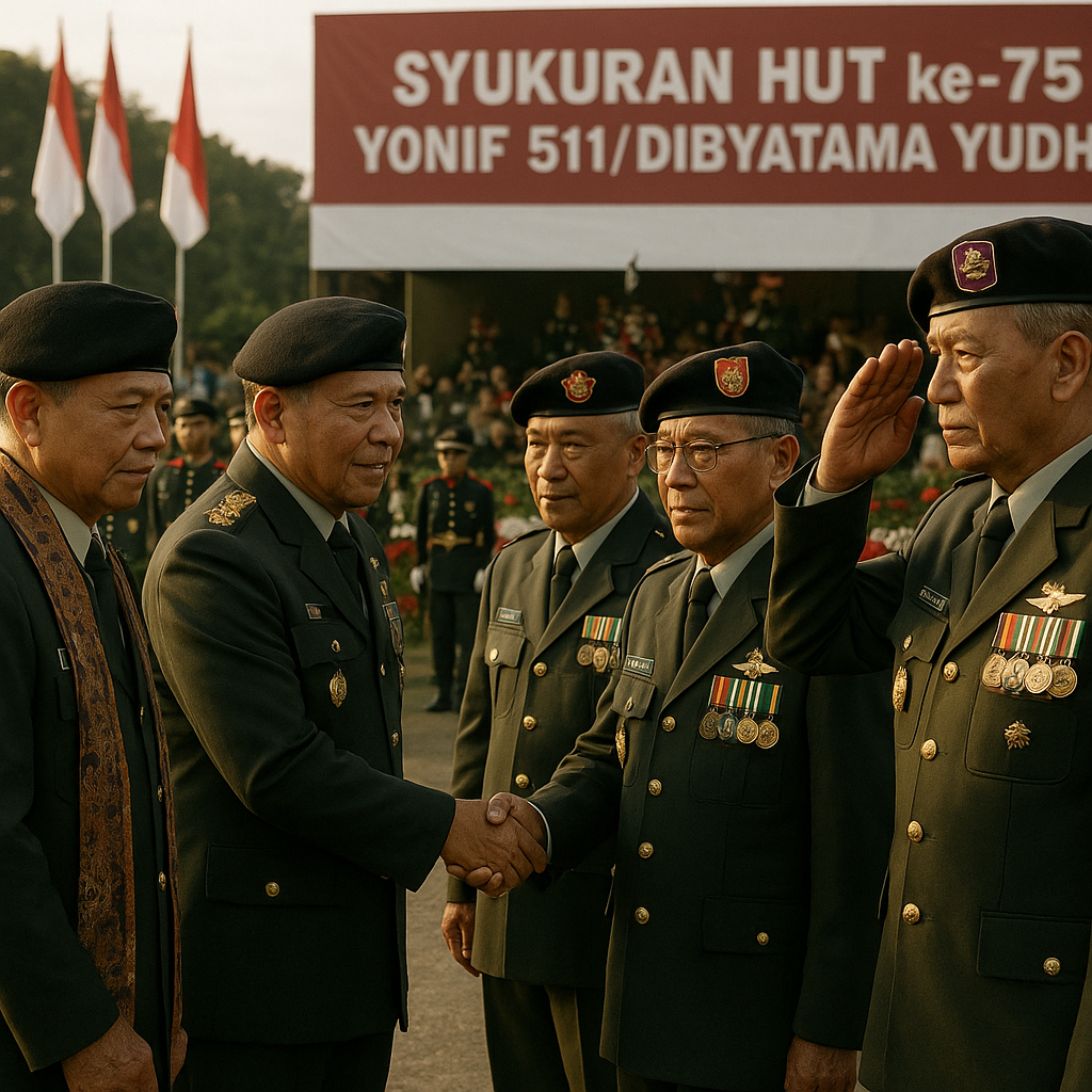 Purnawirawan Jenderal TNI (HOR) Menghadiri Syukuran HUT Ke-75 Yonif 511/Dibyatama Yudha