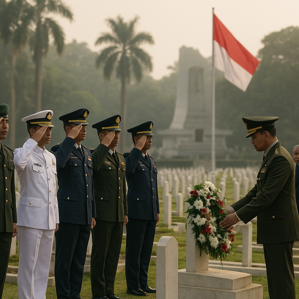 Upacara Penghormatan di Taman Makam Pahlawan Kalibata Menyambut HUT Ke-81 TNI