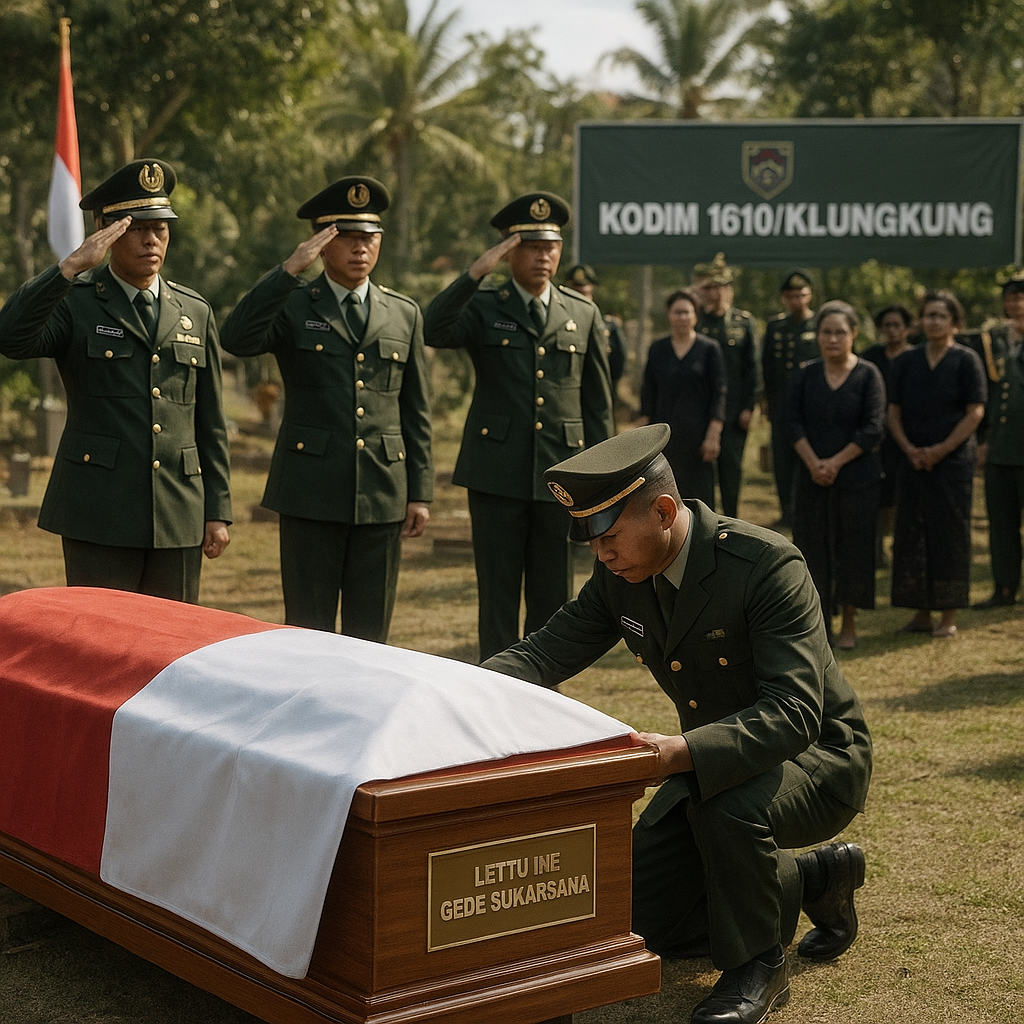 Kodim Klungkung Gelar Upacara Pemakaman Militer Penuh Khidmat untuk Lettu Inf Gede Sukarsana