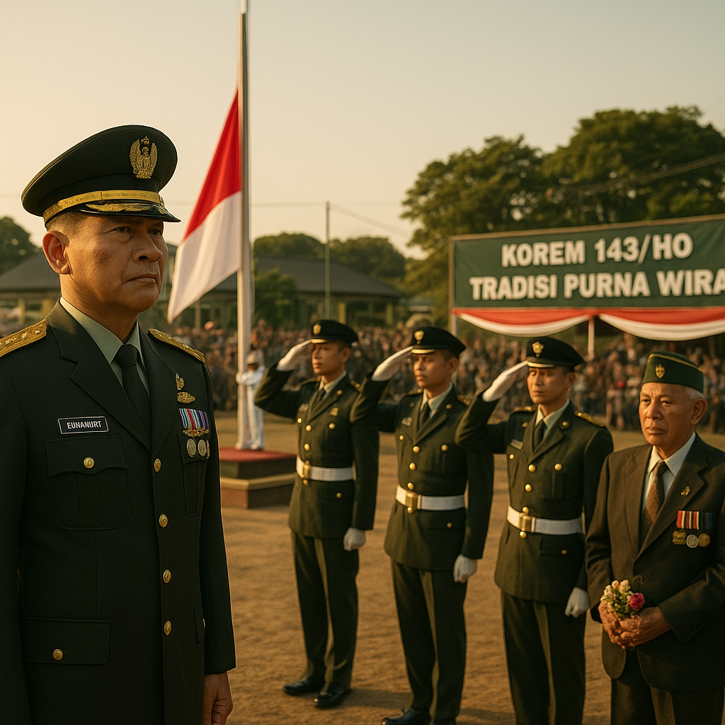 Danrem 143/HO Pimpin Upacara Bendera 17-an Bulan Juli dan Tradisi Purna Wira Prajurit