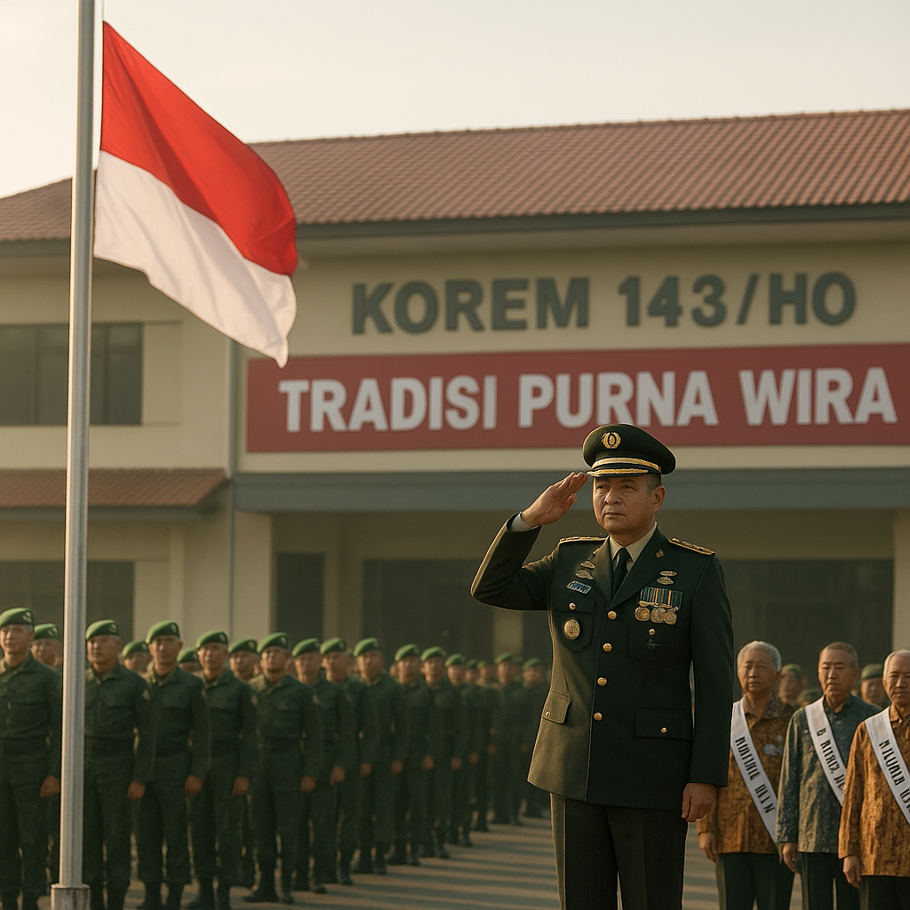 Danrem 143/HO Pimpin Upacara Bendera 17-an dan Tradisi Purna Wira, Tegaskan Semangat Pengabdian Tanpa Batas