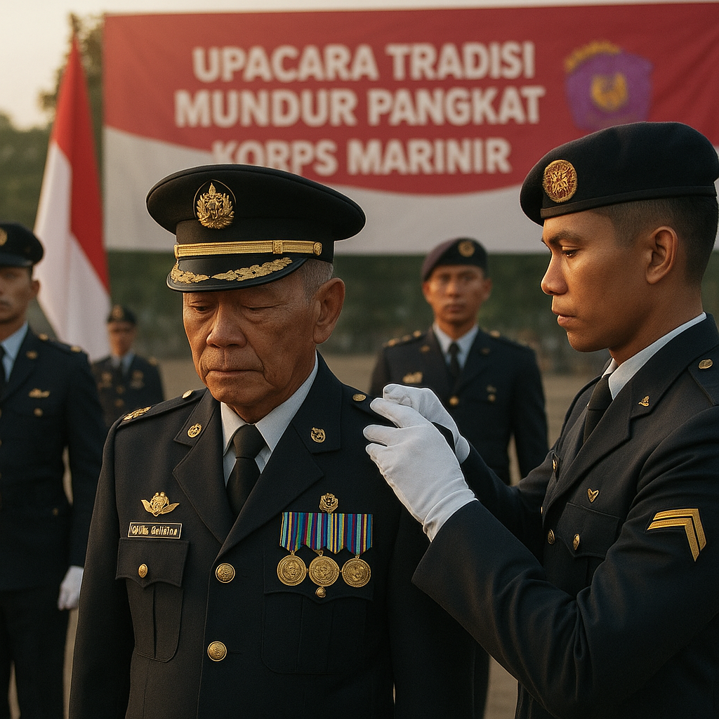 Upacara Tradisi 'Mundur Pangkat' bagi Purnawirawan Perwira Tinggi Korps Marinir