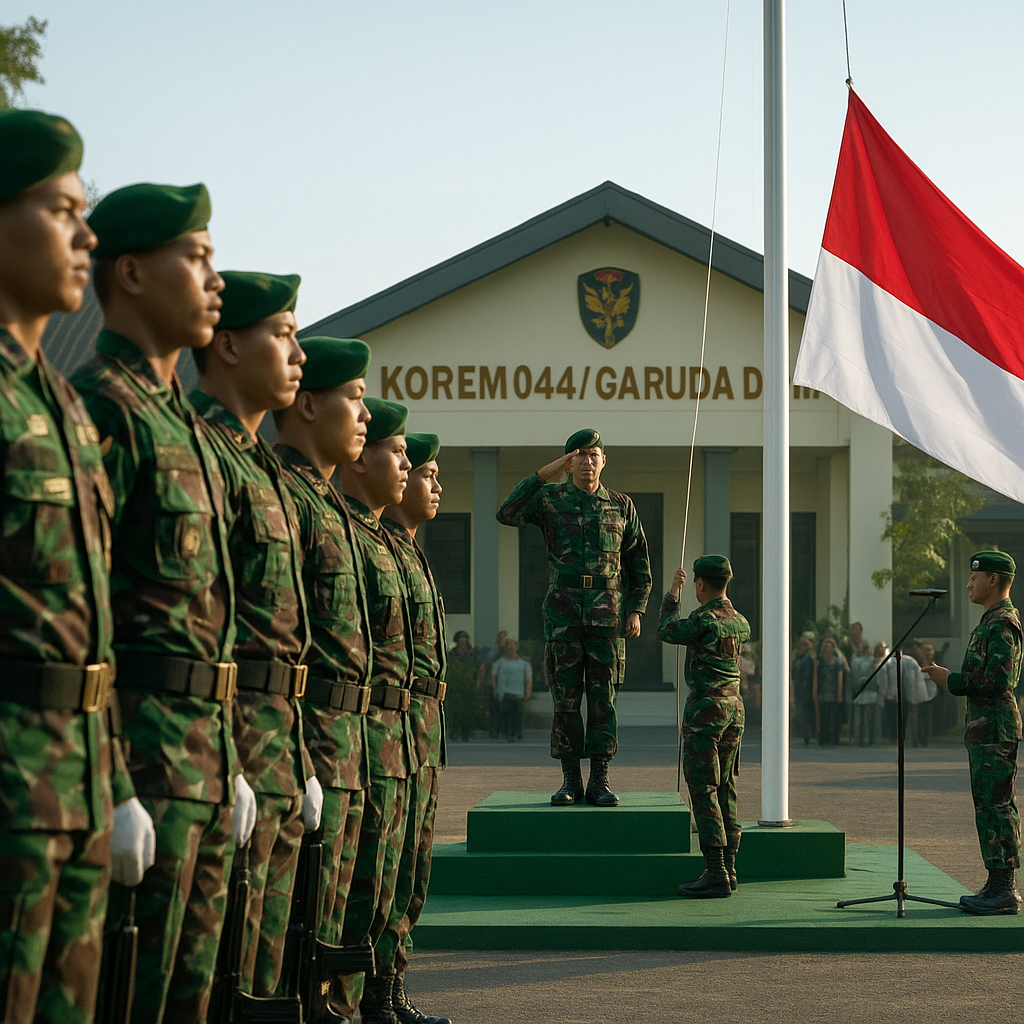 Upacara 17-an Korem 044/Gapo, Momentum Memperkuat Disiplin, Loyalitas, dan Pengabdian