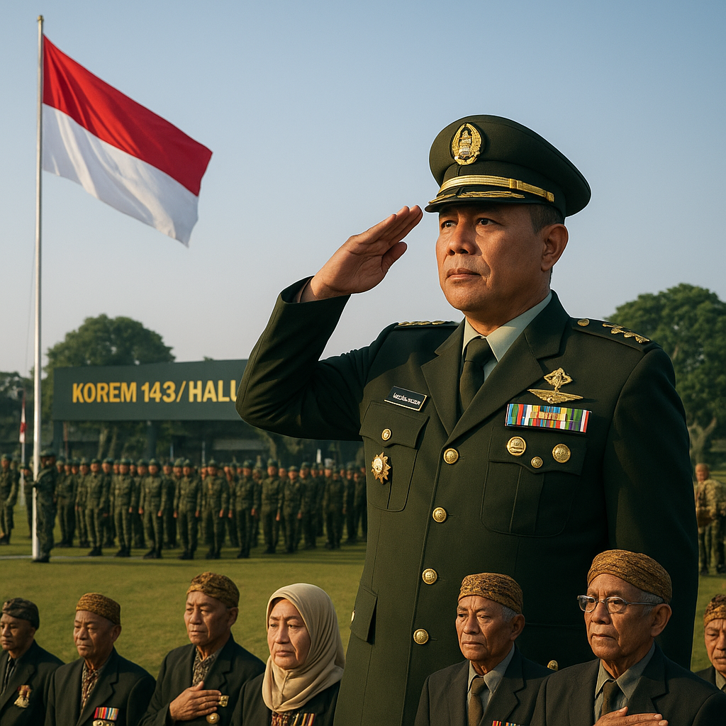 Danrem 143/HO Pimpin Upacara Bendera 17-an dan Tradisi Purna Wira Prajurit, Tegaskan Semangat Pengabdian Tanpa Batas