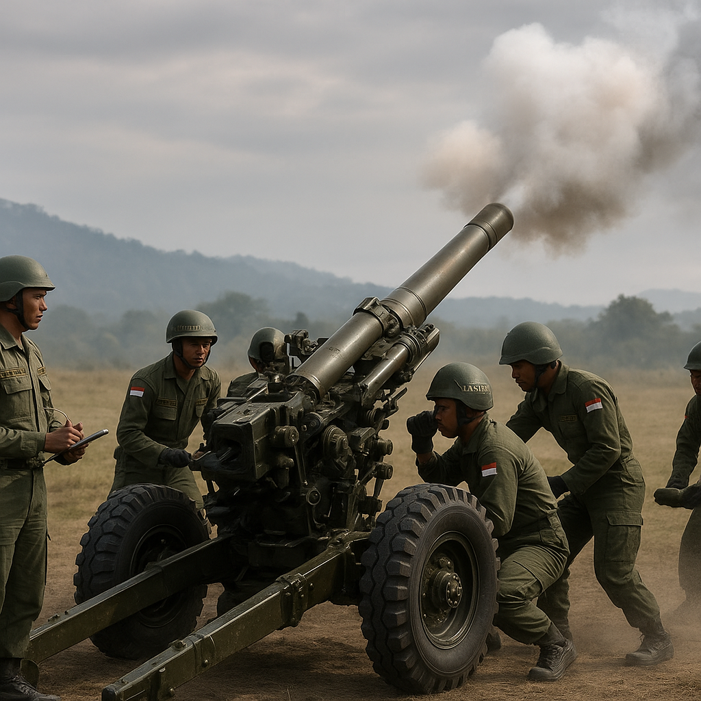 Marinir TNI AL Pertajam Kemampuan, Latihan Menembak dengan Meriam Howitzer 105 mm