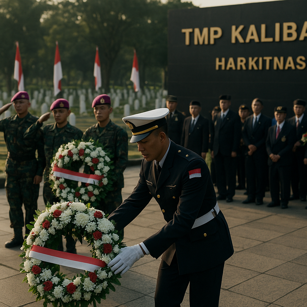 Menyambut Harkitnas ke-221, Korps Marinir Gelar Upacara Tabur Karangan Bunga di TMP Kalibata