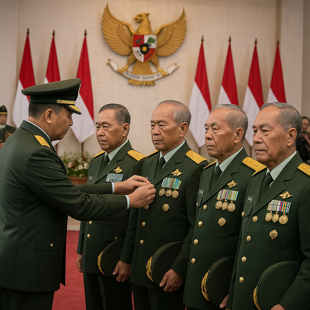 Penganugerahan Tanda Kehormatan Bintang Kartika Eka Paksi kepada Empat Purnawirawan Jenderal