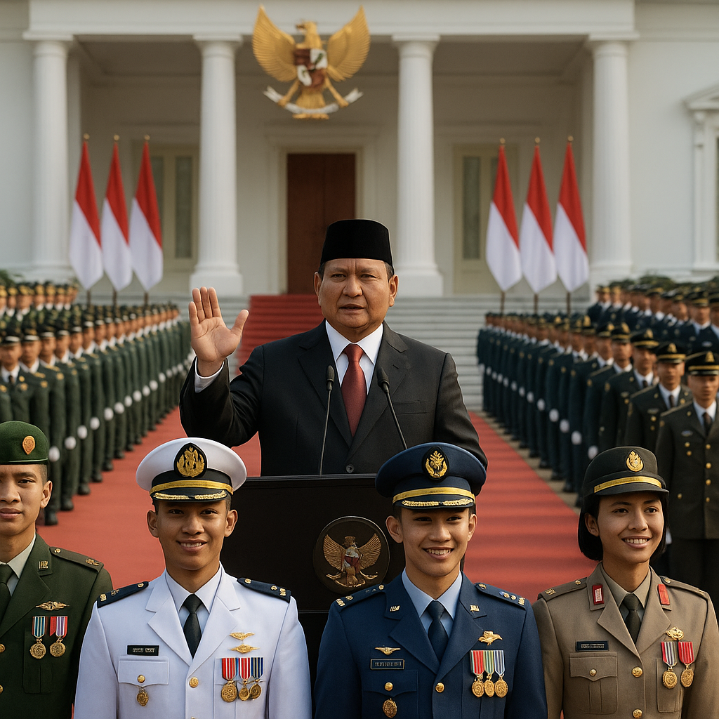 Prabowo Resmi Lantik 1.177 Perwira TNI-Polri di Istana, 4 Taruna Terbaik Raih Adhi Makayasa