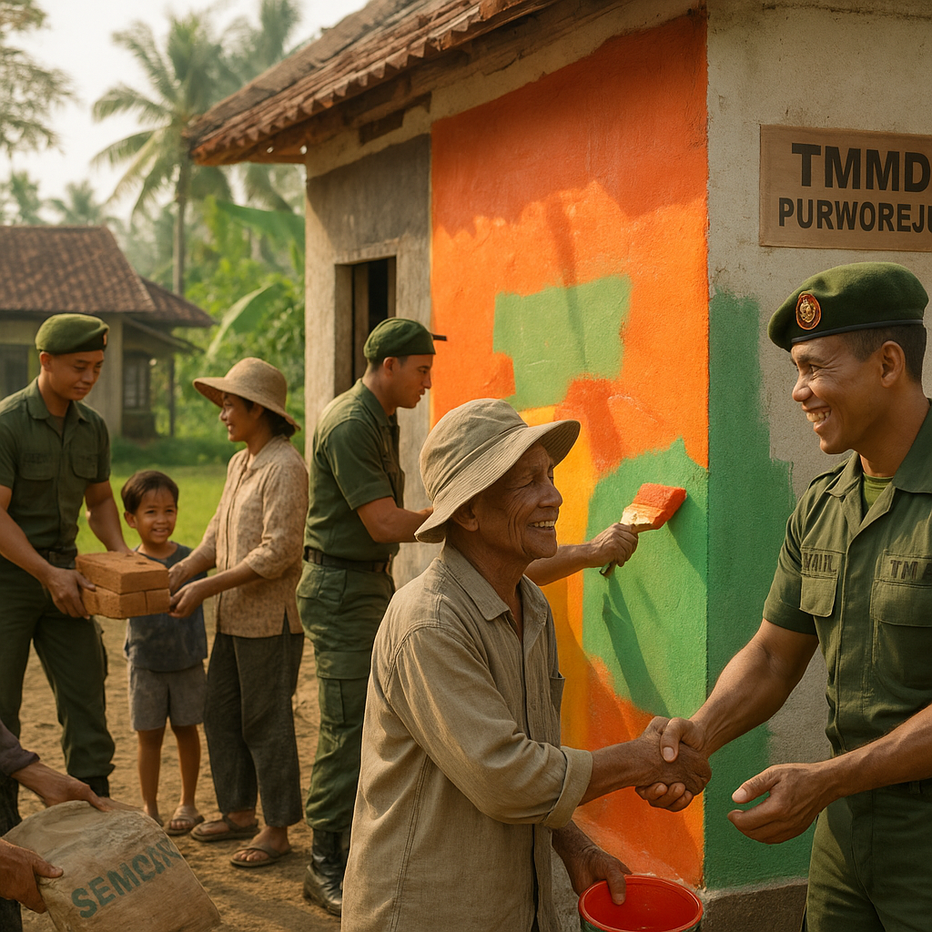 Kebersamaan TNI-Rakyat Terasa Kembali di Sela TMMD Purworejo