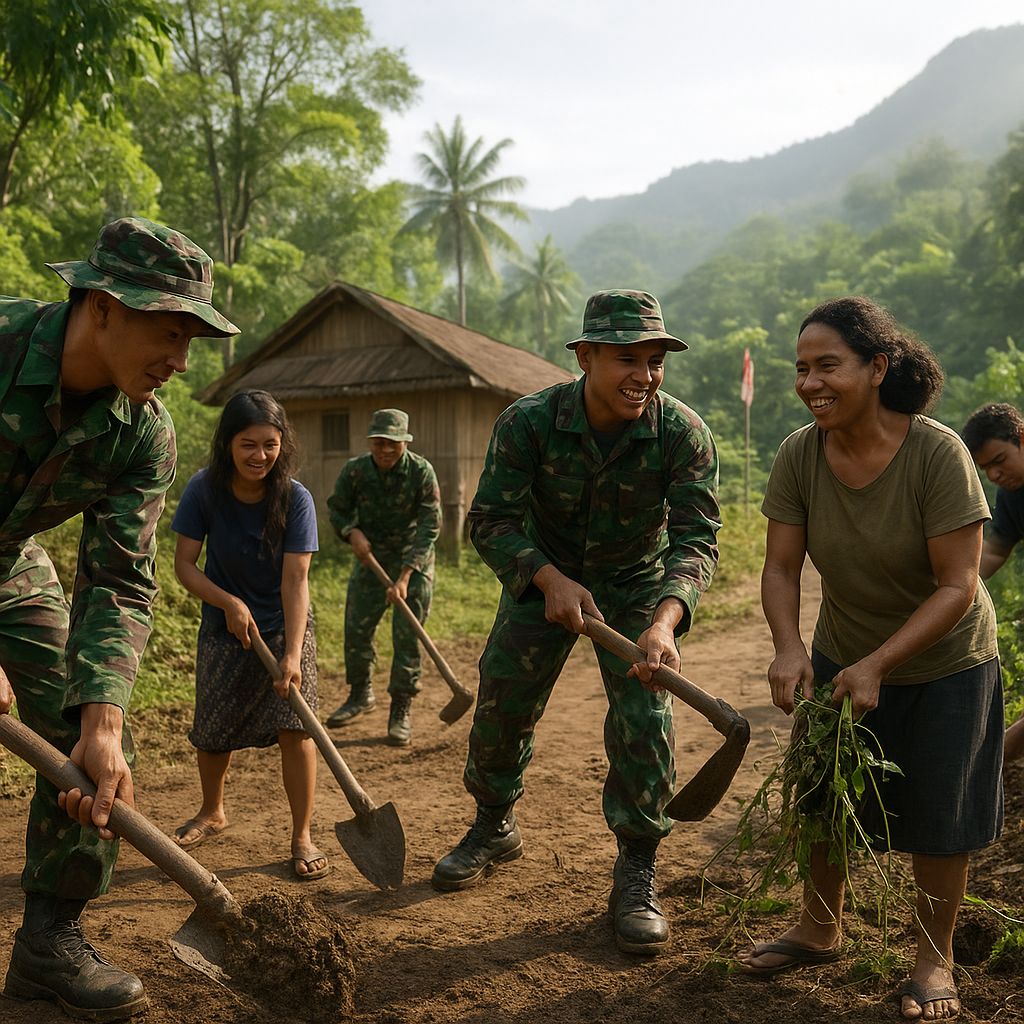 Semangat Gotong Royong Prajurit Yonif 757/GV di Bumi Cendrawasih