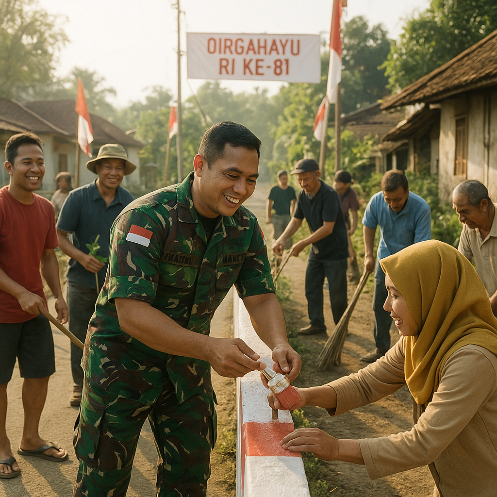Babinsa Rawasari Perkuat Kemanunggalan TNI-Rakyat Lewat Kerja Bakti Sambut Kemerdekaan