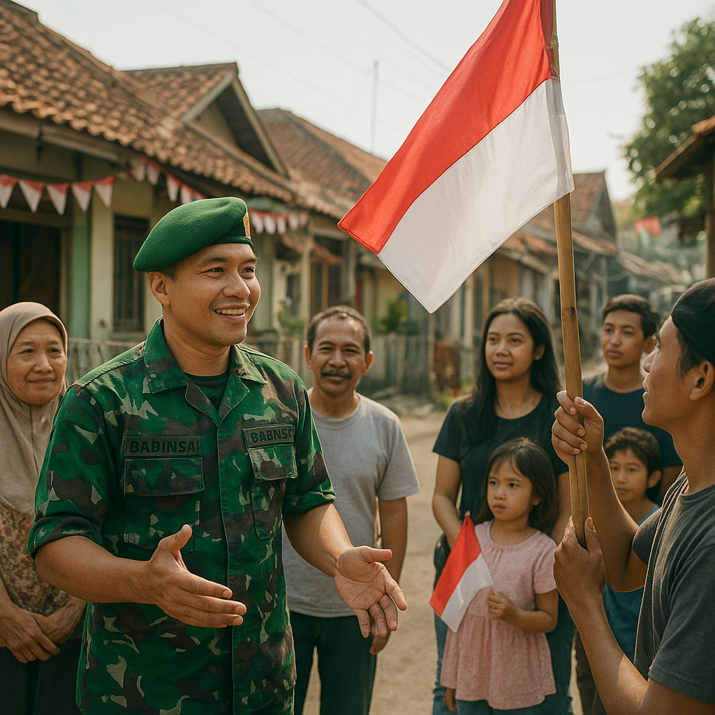 Babinsa Cibaduyut Gencarkan Komsos, Ajak Warga Kibarkan Bendera Merah Putih