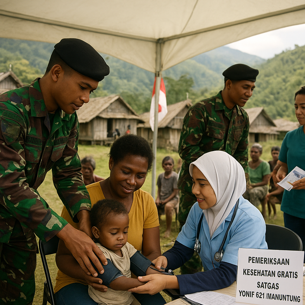 Satgas Yonif 621/Manuntung Hadir di Sinak, Wujudkan Kemanunggalan TNI-Rakyat di Papua