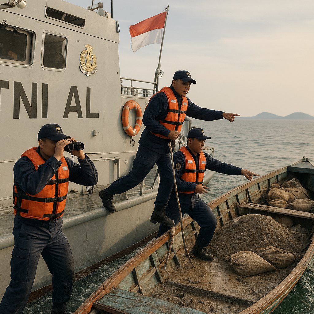 TNI AL Gagalkan Penyelundupan Pasir Timah di Kepri, Lagu Perjuangan di Laut Terus Bergema